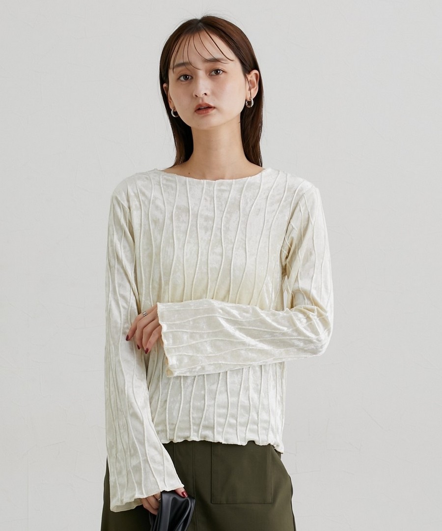 nissen 波紋褶皺天鵝絨上衣 (日本女裝) NSAHT0125D0006 FW25