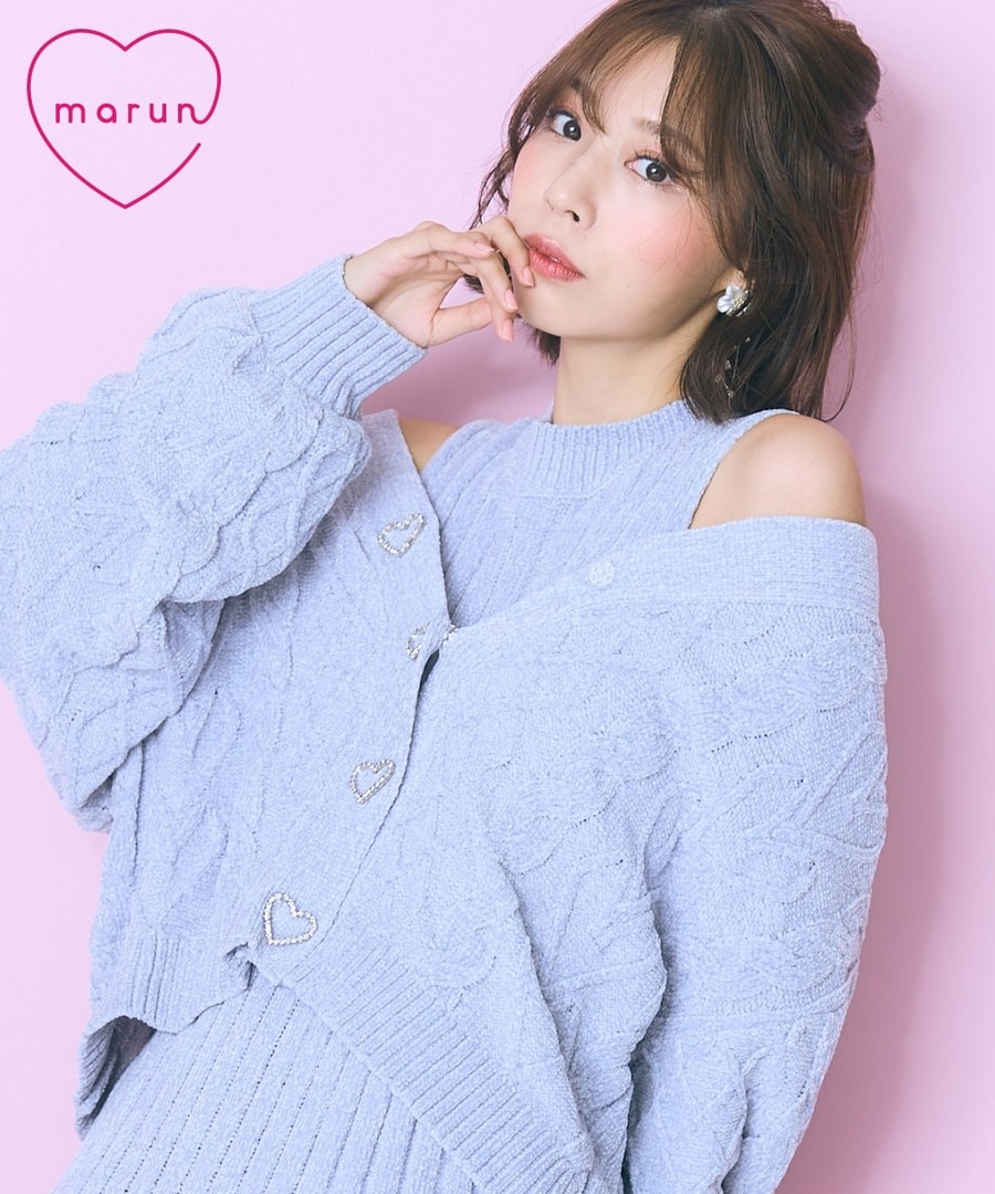 nissen 心形圖案絨線外套(marun) (日本女裝大尺碼) NSAWD0125E0003 FW25