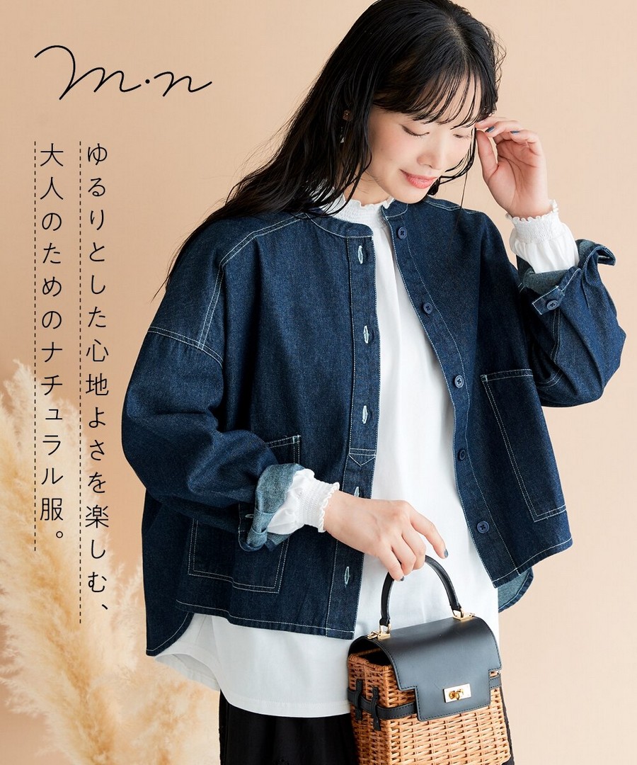 nissen 牛仔寬版襯衫/外套 (日本女裝大尺碼) NSCWM0125E0005 FW25
