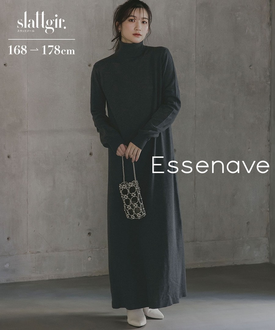 nissen [高挑尺寸]樽領針織連身裙(Essenave) (日本女裝大尺碼) NSVCF0125E0001 FW25