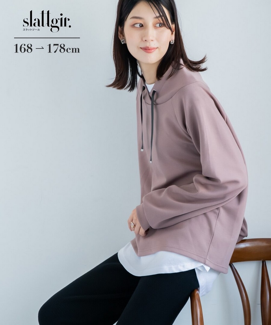 nissen [高挑尺寸]柔滑材質立領長袖上衣 (日本女裝大尺碼) NSANW0225D0024 FW25