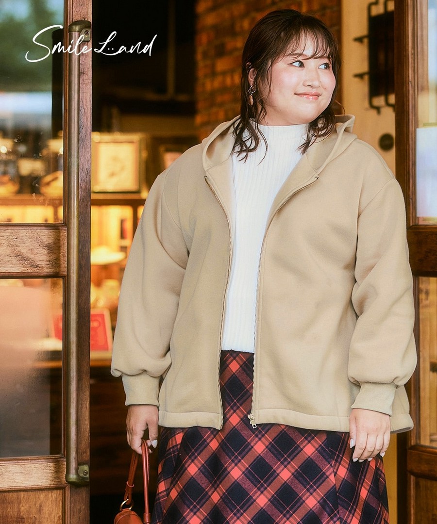 nissen 加絨下擺氣球拉鏈外套 (日本女裝大尺碼) NSANW0225E0018 FW25