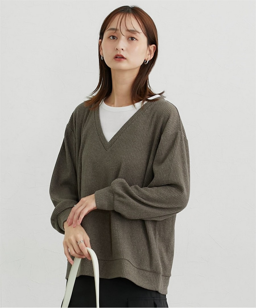 nissen 深V疊穿風長袖上衣 (日本女裝大尺碼) NSCIH0125D0032 FW25