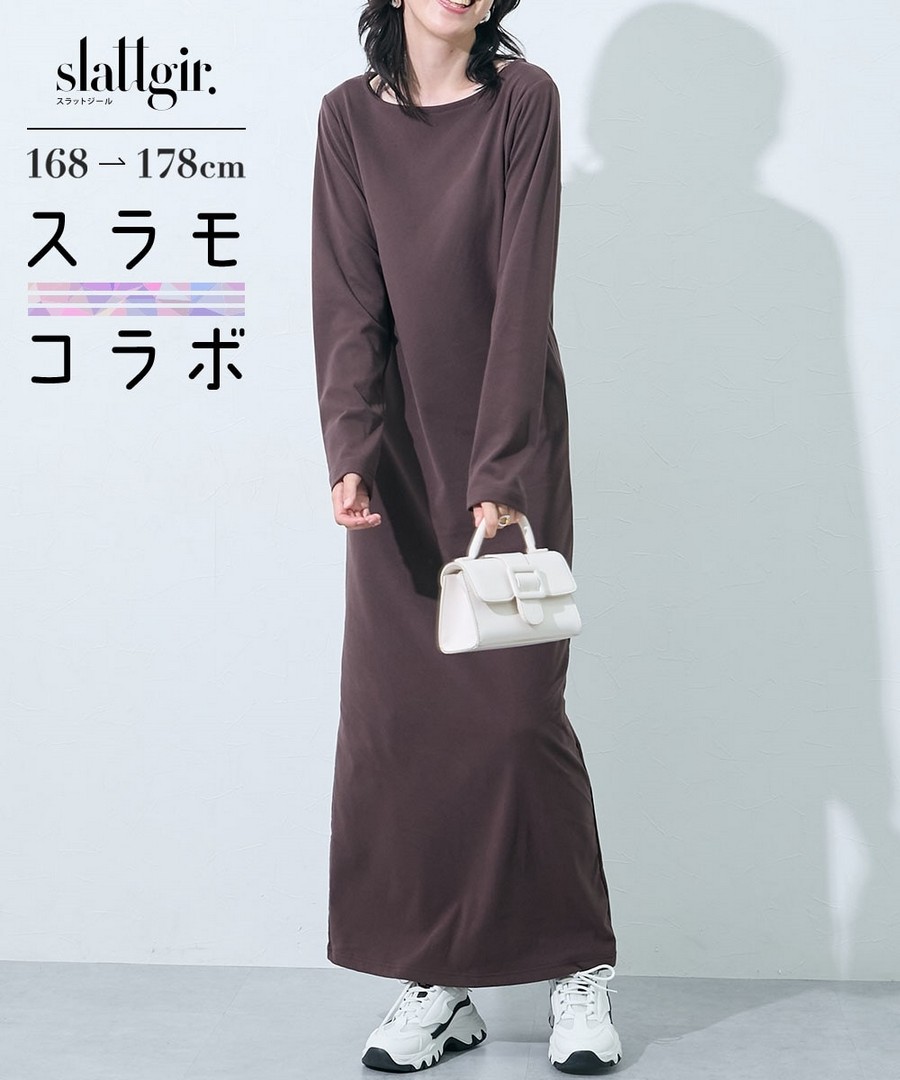 nissen [高挑尺寸]喇叭連身裙(Slamo聯名) (日本女裝大尺碼) NSDGM0125E0003 FW25