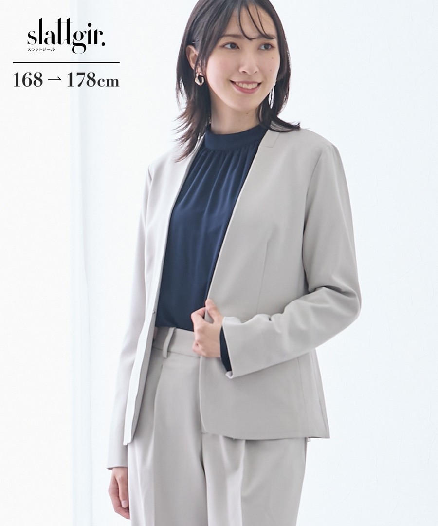 nissen [高挑尺寸]正式場合無領西裝外套 (日本女裝大尺碼) NSCSQ0226A0001 FW25