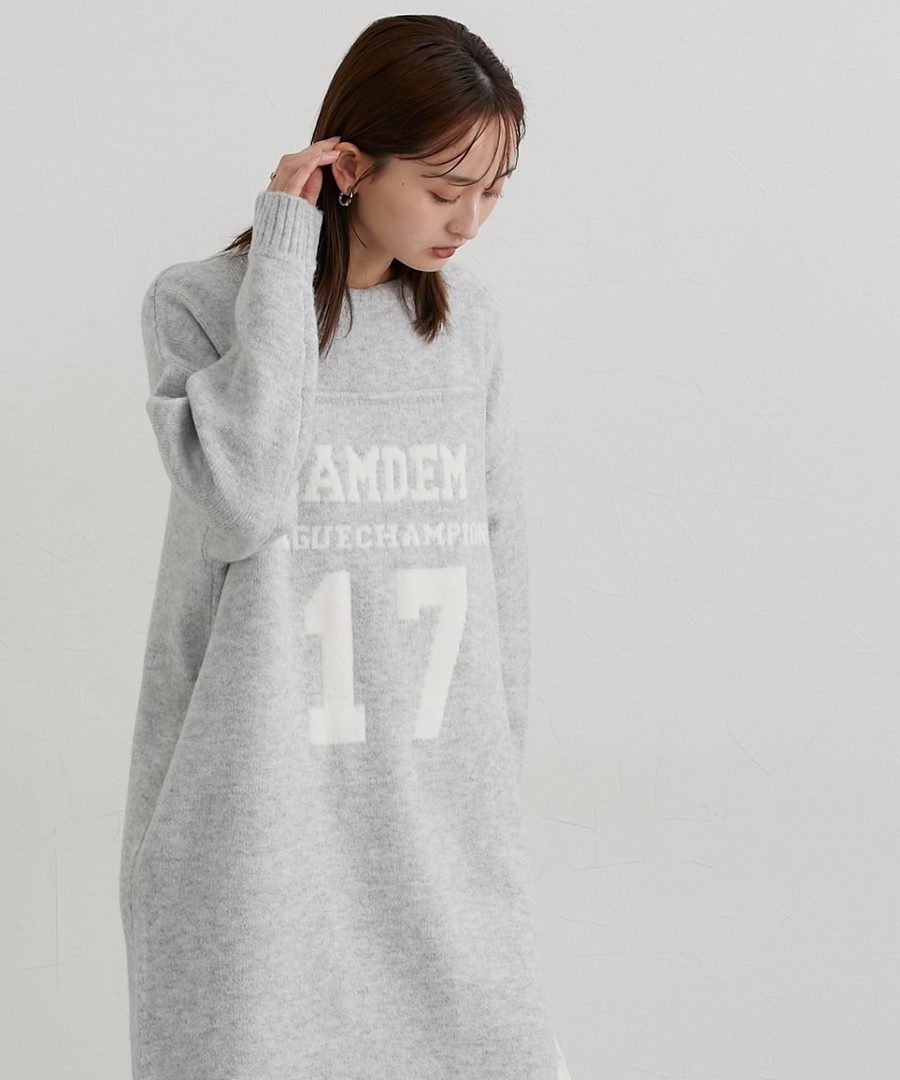 nissen 柔軟加工加絨字母針織連身裙 (日本女裝) NSAPL0125E0005 FW25