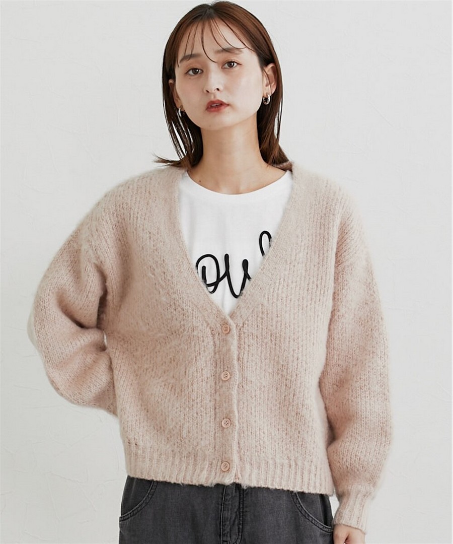 nissen 柔軟加絨提花V領外套 (日本女裝) NSAPL0125E0006 FW25