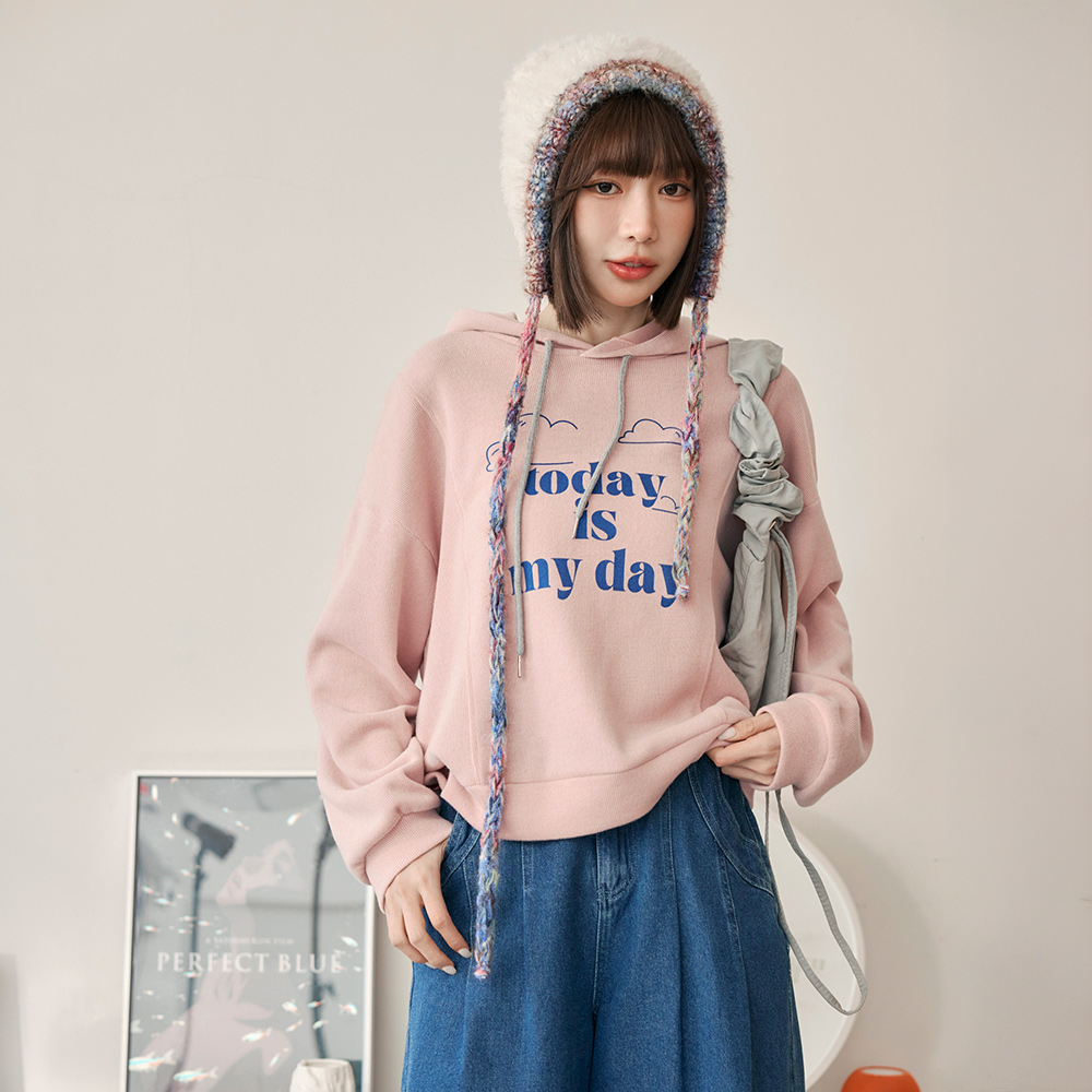 OB 柔軟磨毛撞色英文插圖印花寬鬆帽Tee OBAB20764 FW25