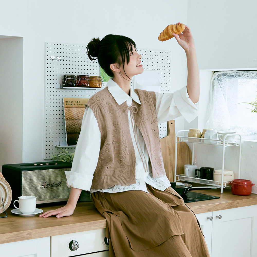 OB 日系立體麻花織紋綁帶針織背心 OBFA3134 FW25