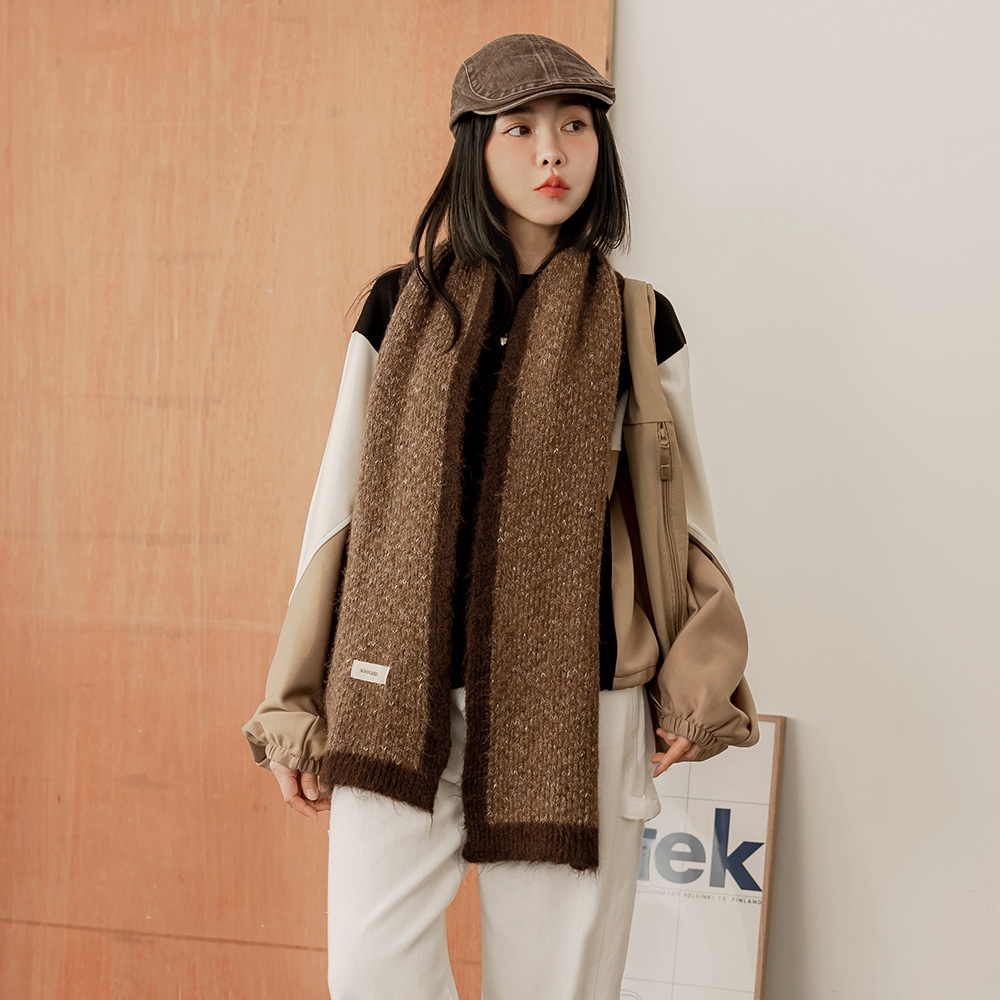 OB 保暖撞色混紡羊毛針織圍巾 OBYE112 FW25