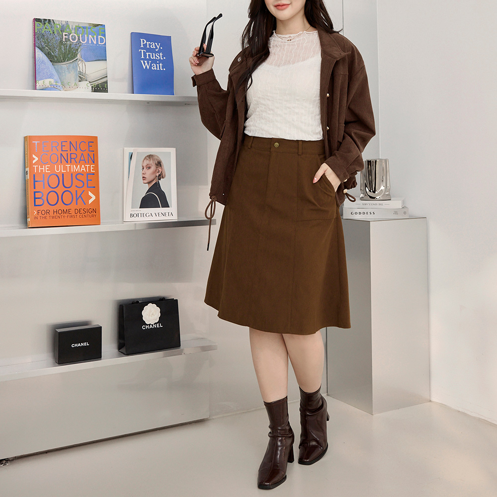 OB 雲朵自訂款-燈芯絨車線微A字五分裙 OBCA3212 FW25