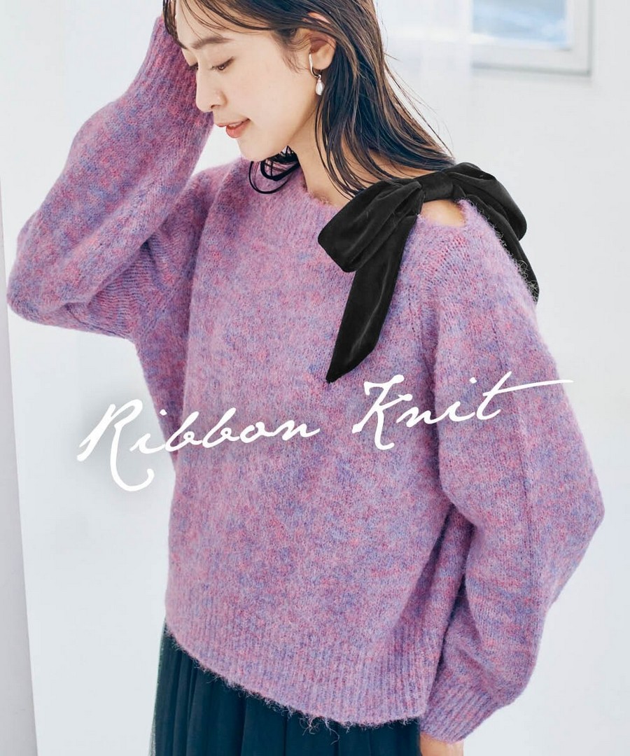 nissen 肩帶蝴蝶結針織毛衣 (日本女裝及大尺碼適用) NSAFG0425E0007 FW25