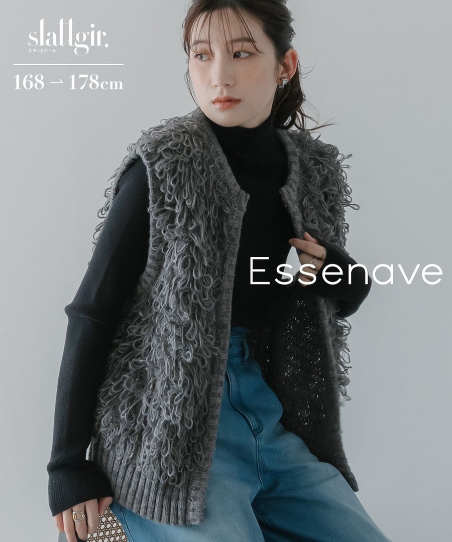 nissen [高挑尺寸]針織立體圈圈紗線背心外套(Essenave) (日本女裝大尺碼) NSALC0225E0004 FW25
