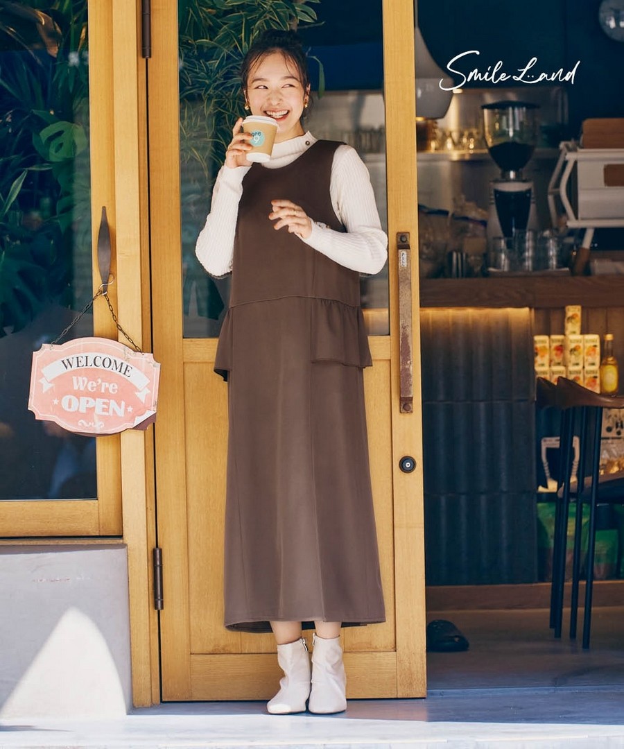 nissen 荷葉邊設計連身裙 (日本女裝大尺碼) NSBLJ0225E0022 FW25