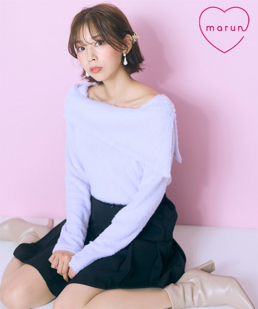 nissen 毛絨感微露肩針織毛衣(marun) (日本女裝大尺碼) NSBNC0425E0004 FW25