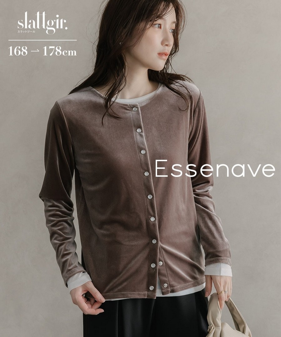 nissen [高挑尺寸]天鵝絨上衣/外套(Essenave) (日本女裝大尺碼) NSCIH0425E0027 FW25