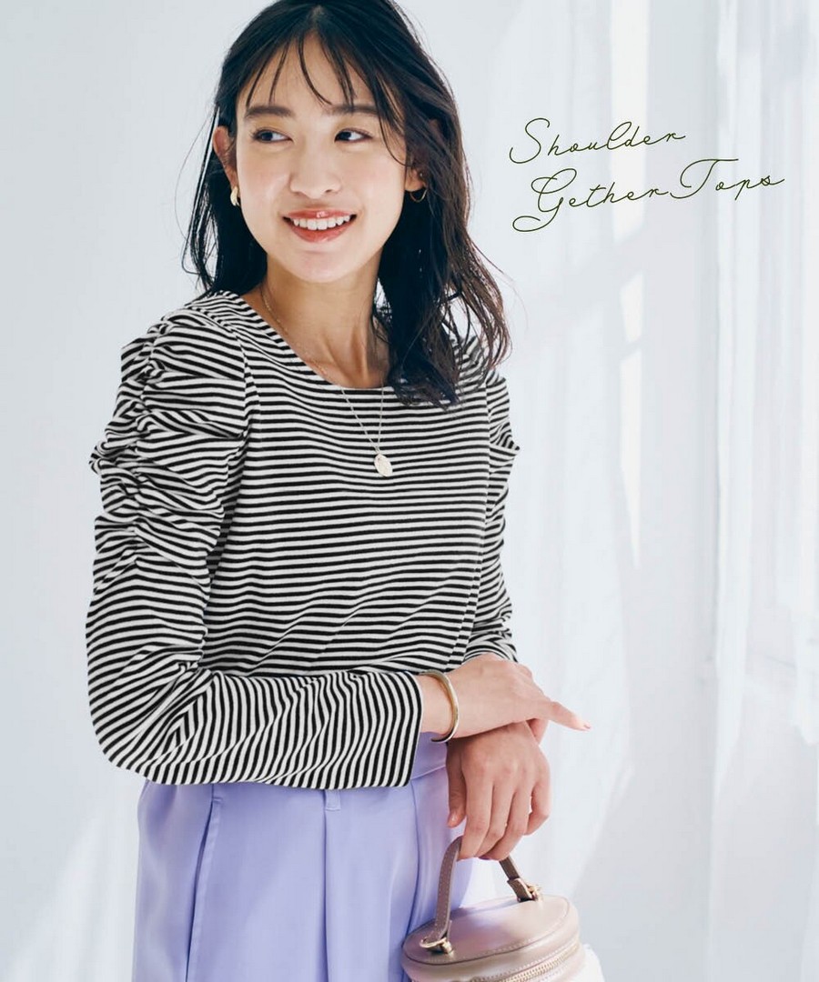 nissen 肩部褶皺上衣 (日本女裝及大尺碼適用) NSCTG0225E0001 FW25