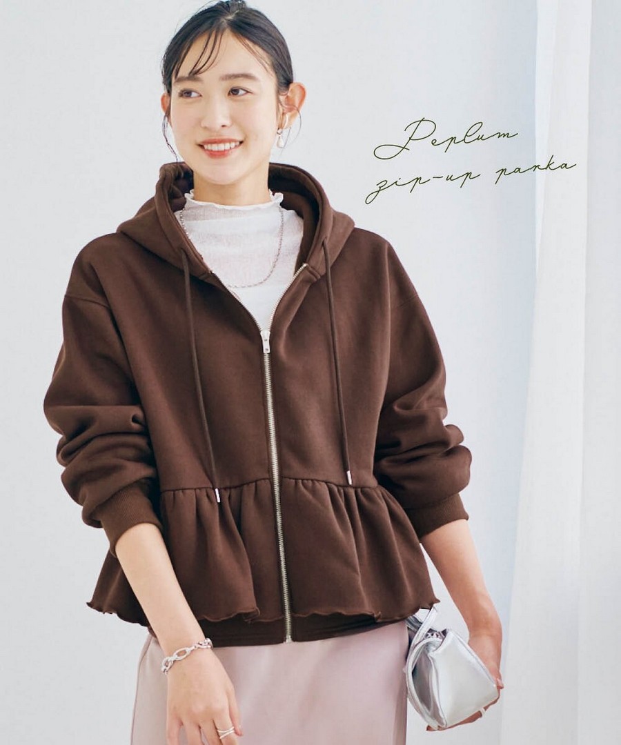 nissen 內裡抓絨荷葉邊拉鏈連帽外套 (日本女裝及大尺碼適用) NSCTG0225E0002 FW25