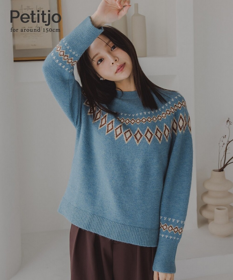 nissen [嬌小尺寸]北歐花紋針織毛衣 (日本女裝) NSVCF0125D0005 FW25