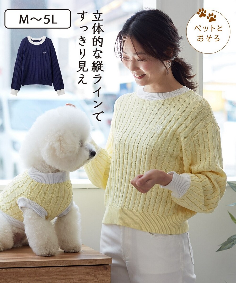 nissen 拼色字母刺繡麻花針織毛衣 (日本女裝大尺碼) NSAPL0225C0003 FW25