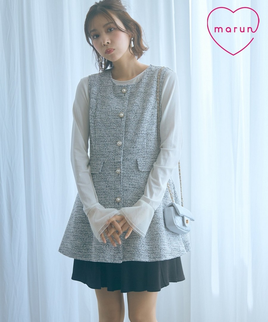 nissen 仿花呢長背心上衣(marun) (日本女裝大尺碼) NSBNC0426A0001 FW25