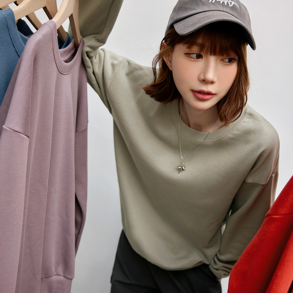 OB 棉質圓領落肩休閒百搭大學Tee/衛衣 OBKL1449 FW25