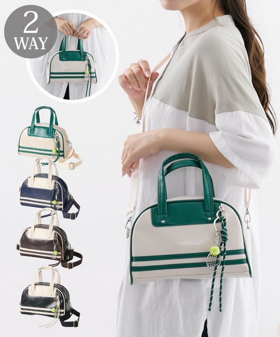 nissen 拼色雙用波士頓包(附球拍球飾品) (日本女裝) NSAJQ0125C0008 FW25