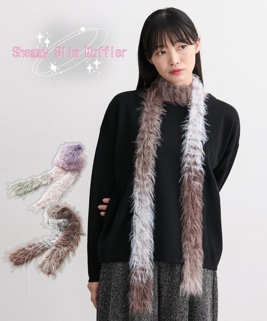 nissen 漸變長毛修身長款針織圍巾 (日本女裝) NSAJQ0125D0004 FW25