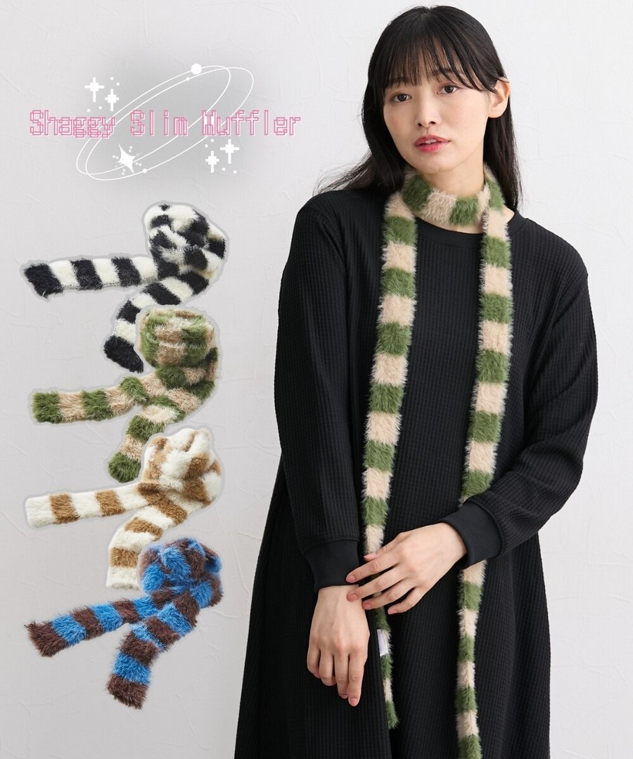 nissen 條紋長毛修身針織圍巾 (日本女裝) NSAJQ0125D0005 FW25