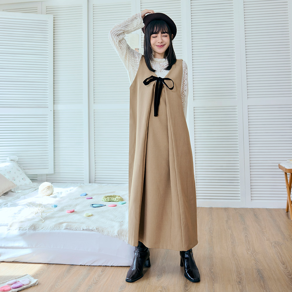 OB 日系2WAY打摺綁帶造型連身裙 OBDA10669 FW25