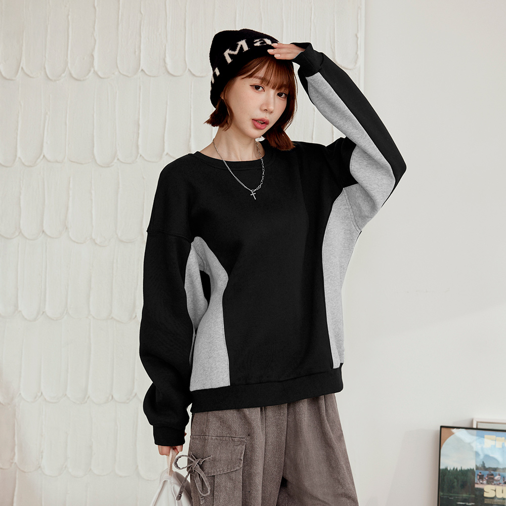 OB 棉質休閒撞色拼接大學Tee/衛衣 OBAB20814 FW25