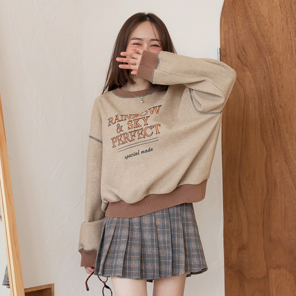 OB 美式配色英文繡花寬鬆大學Tee/衛衣 OBAB20915 FW25