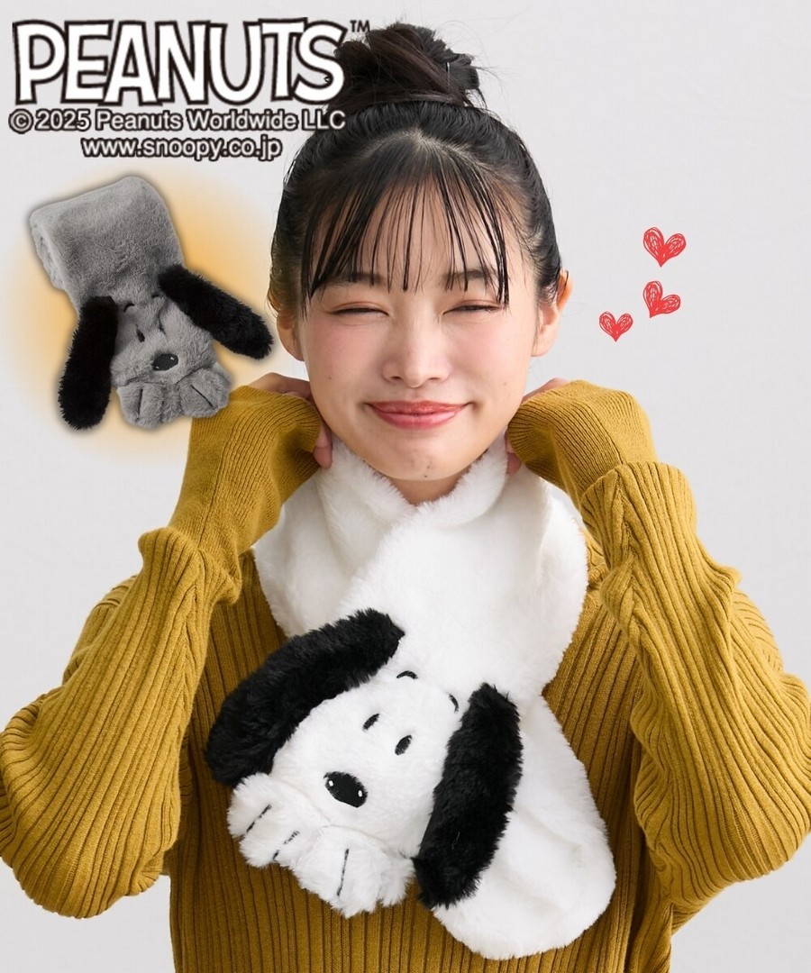 nissen Snoopy 史努比毛絨環保皮草圍巾(有兩種尺寸可選) (日本女裝) NSCZT0125E0002 FW25