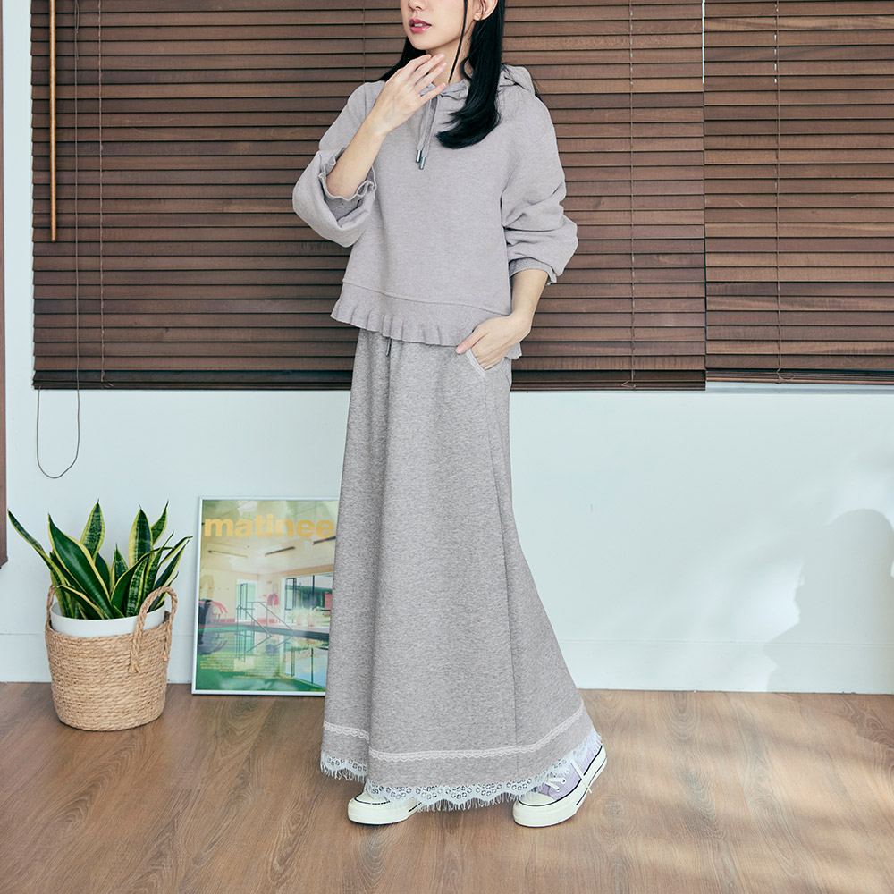 OB 日系拼接蕾絲鬆緊腰抽繩長裙 OBCA3203 FW25