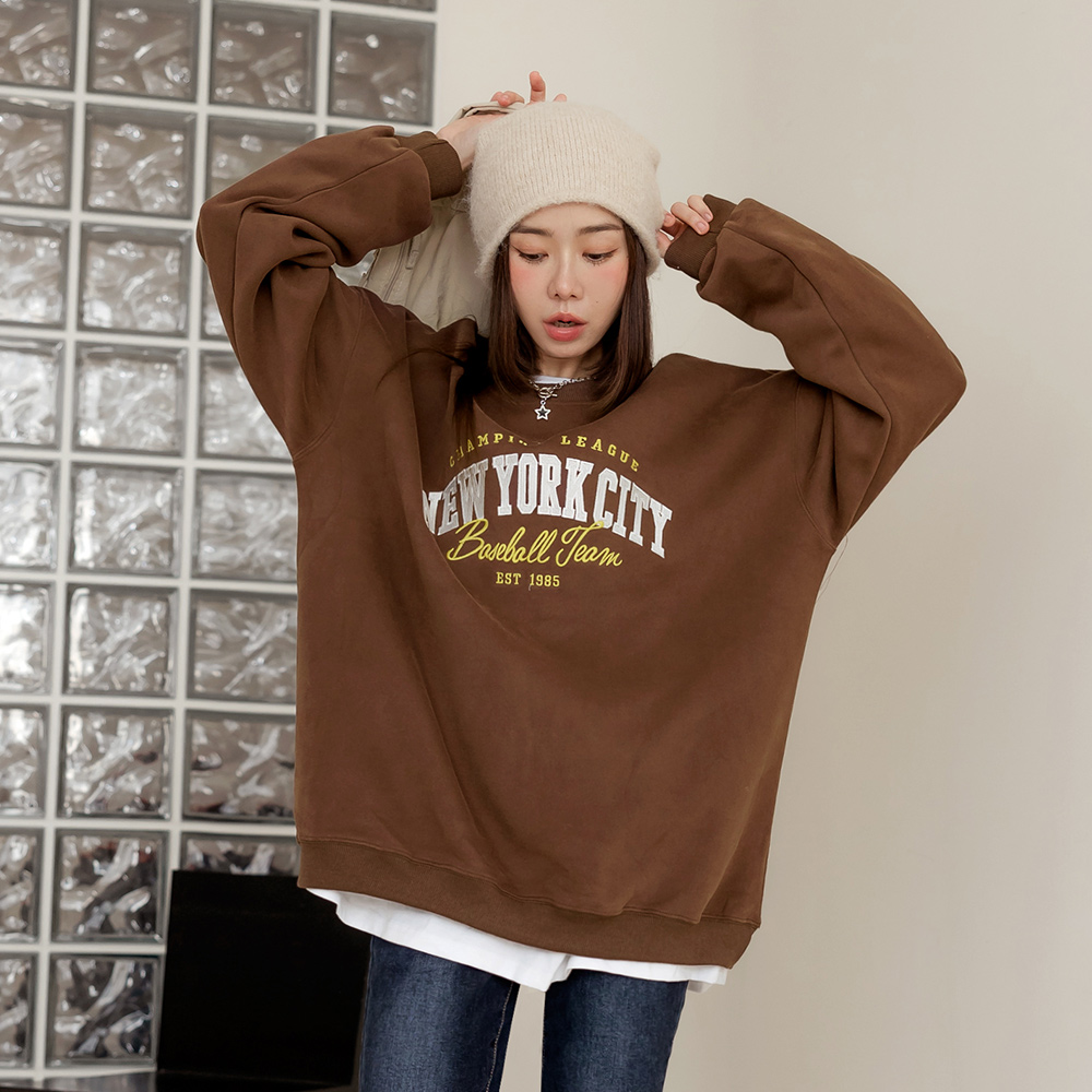 OB 棉質美式字母刺繡休閒大學Tee/衛衣 OBAB20968 FW25