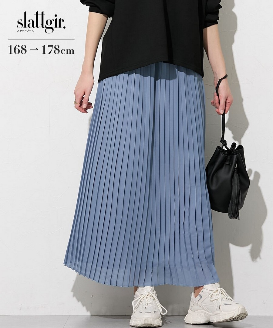nissen [高挑尺寸]雪紡百褶長裙 (日本女裝大尺碼) NSVWD0126A0001 FW25