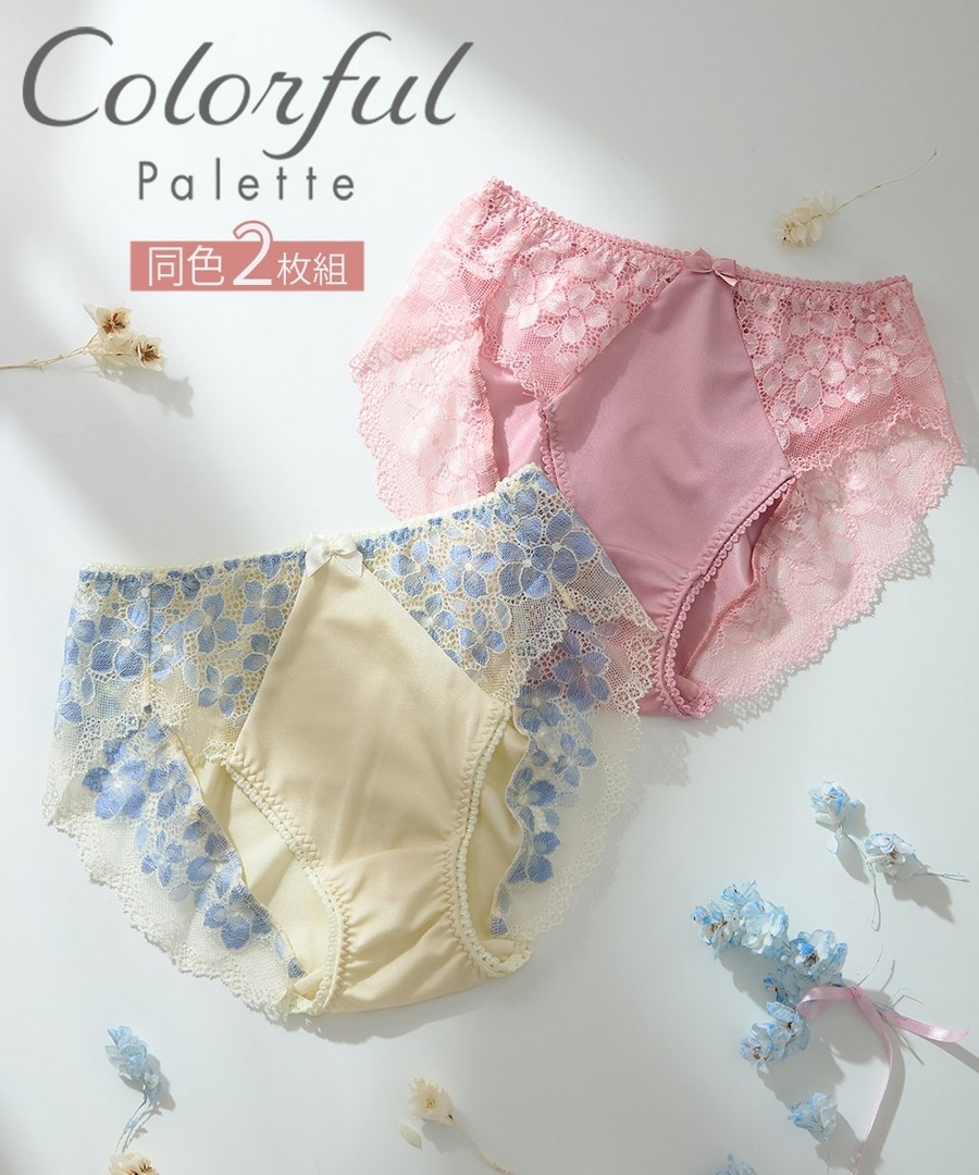 nissen 花花圖案內褲2條組(日本蕾絲) (日本女裝大尺碼內衣) NSCJC0226A0003 FW25