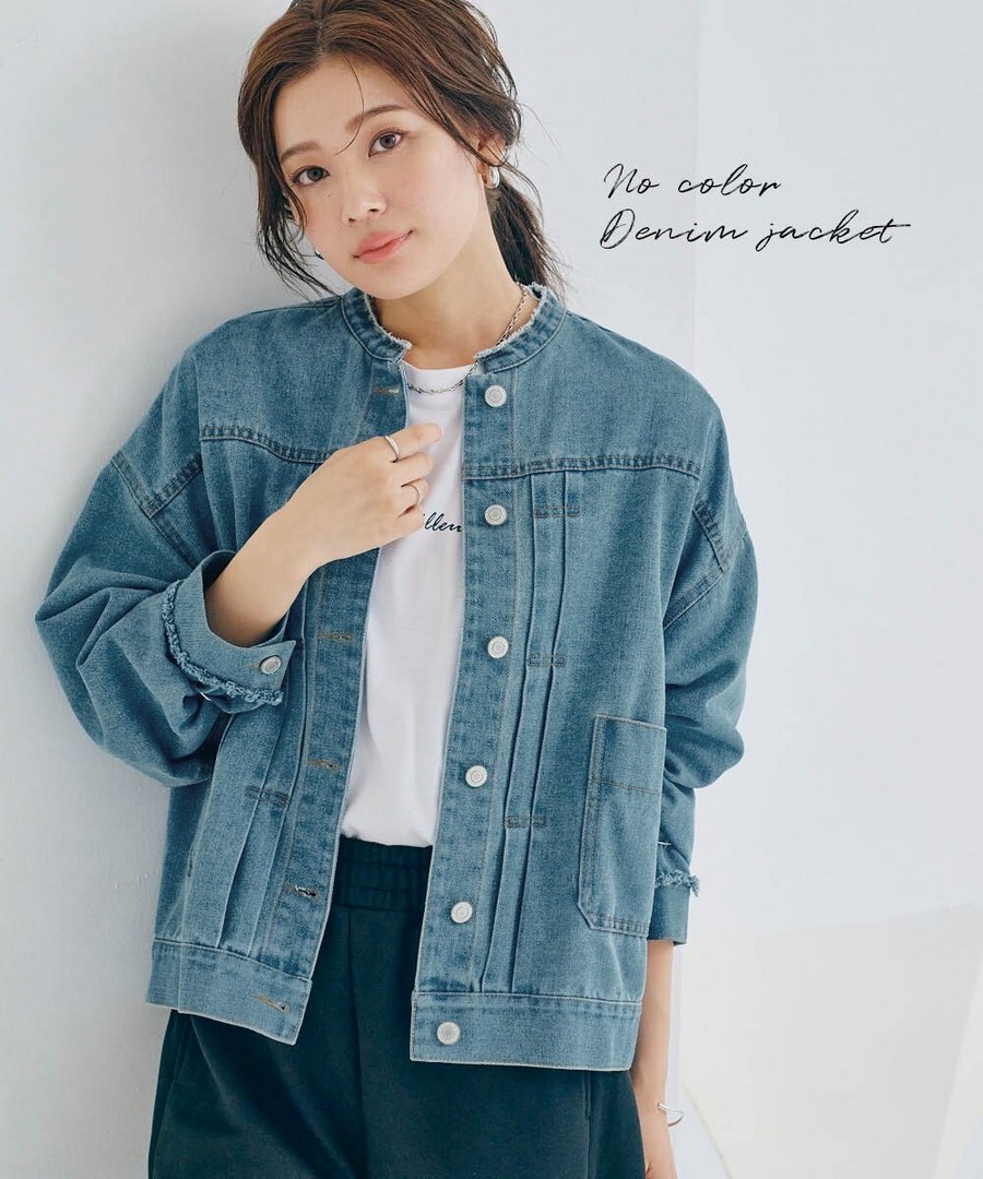 nissen 無領寬鬆牛仔外套 (日本女裝及大尺碼適用) NSCVQ0126A0002 SS26