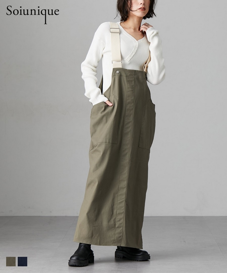 nissen 粗肩帶設計寬鬆連身裙(Soiunique) (日本女裝大尺碼) NSAON0226A0002 FW25