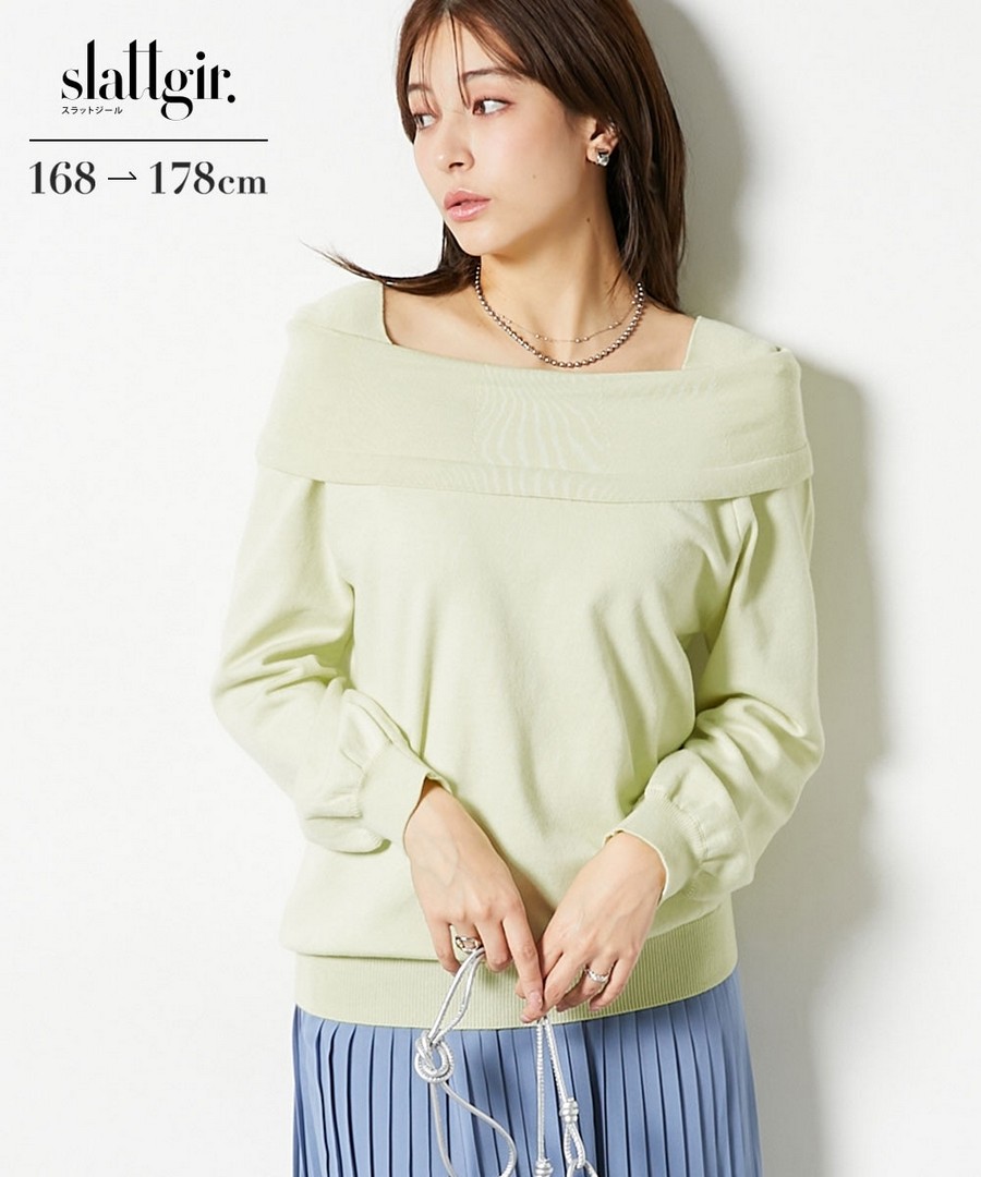nissen [高挑尺寸]凸顯鎖骨線條針織毛衣 (日本女裝大尺碼) NSAFG0426A0005 SS26