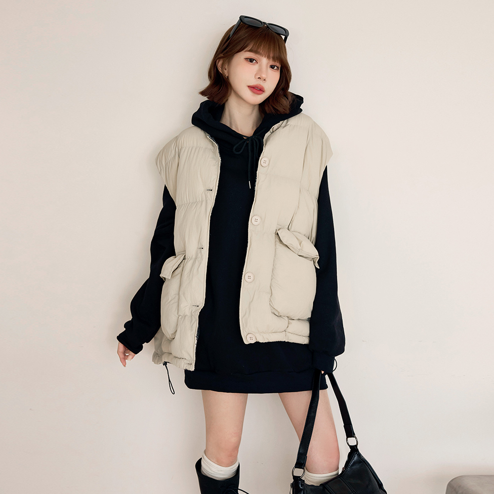 OB 純棉內刷毛素色口袋長版連帽衛衣 OBJA0016 FW25