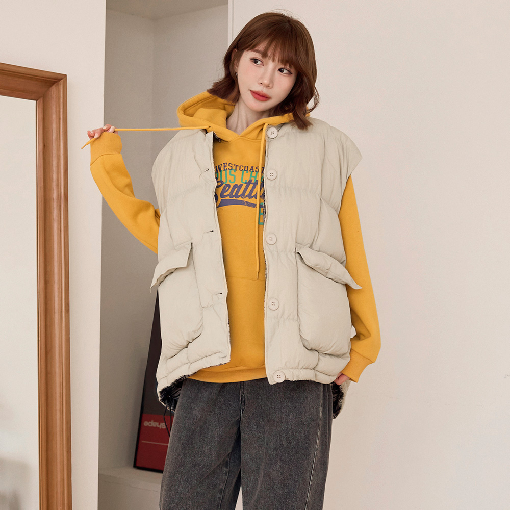 OB 內刷毛美式字母印花寬鬆連帽衛衣 OBKL1513 FW25
