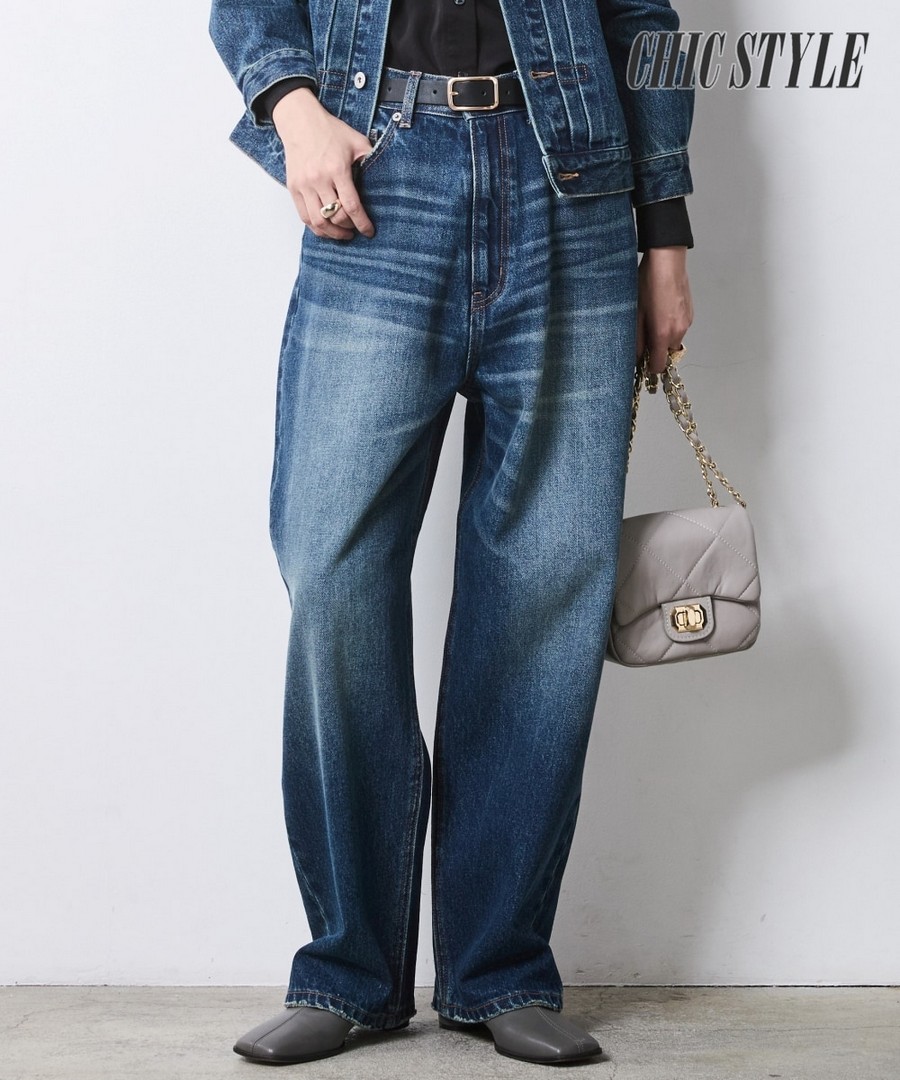 nissen 100%純棉寬鬆直筒牛仔褲(CHIC STYLE) (日本女裝大尺碼) NSBEN0126A0002 FW25