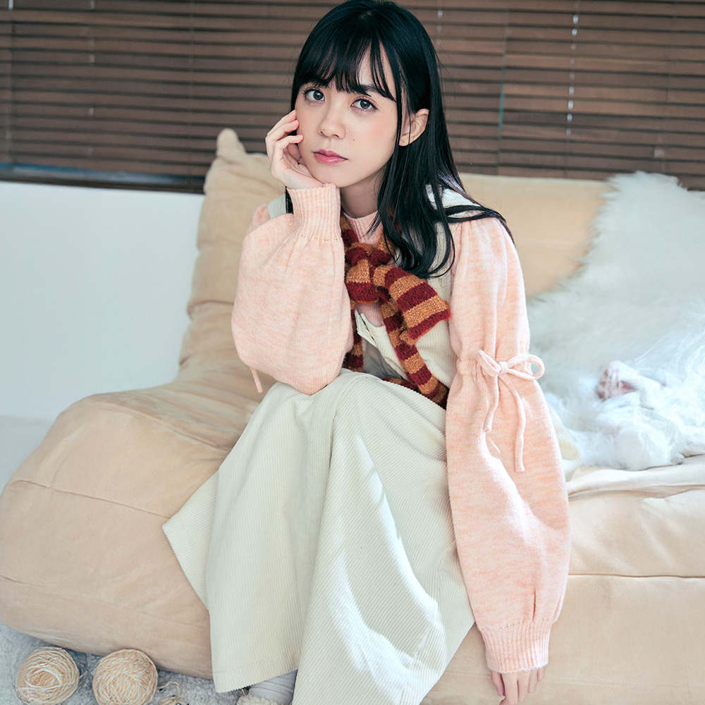 OB 日系保暖抽繩綁帶泡泡袖毛衣 OBFA3193 FW25