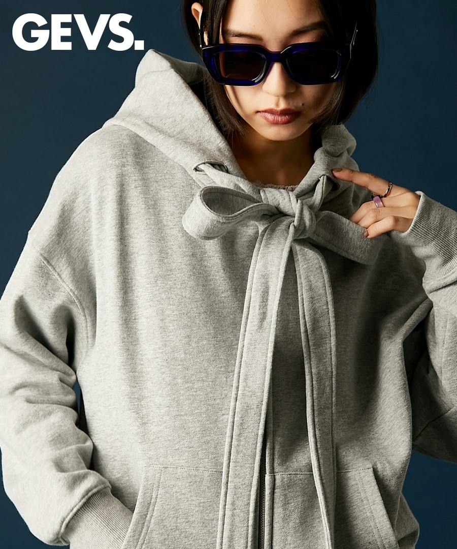 nissen 100%純棉綁結拉鏈連帽外套(GEVS.) (日本女裝大尺碼) NSDER0126A0007 SS26