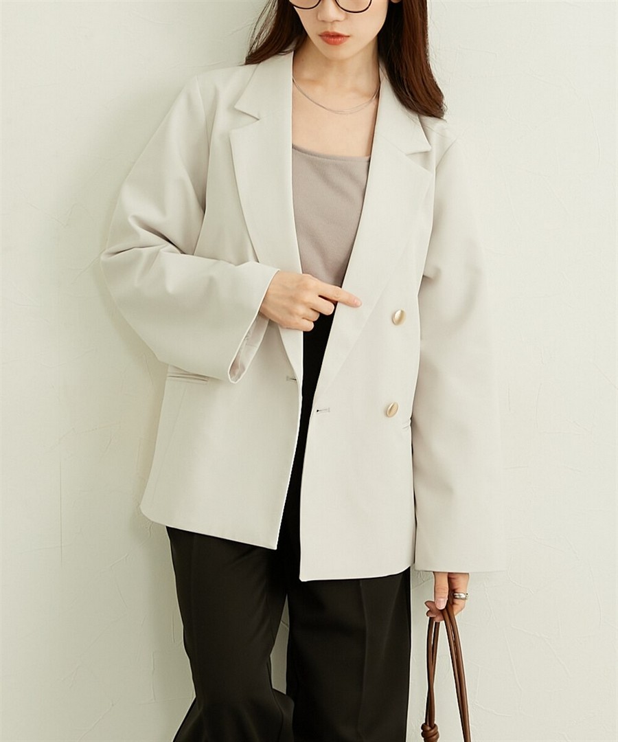 nissen 雙排扣西裝外套 (日本女裝大尺碼) NSDHU0226A0001 SS26