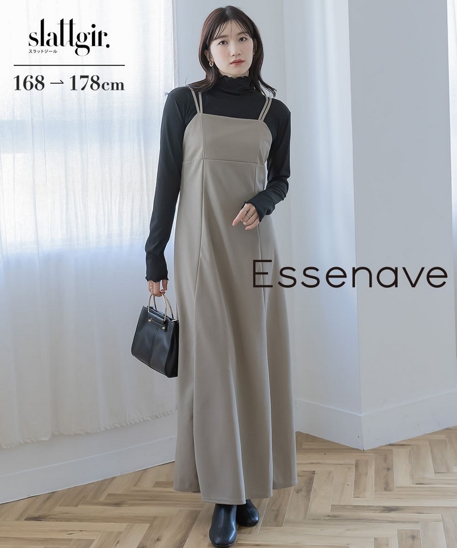 nissen [高挑尺寸]雪紡吊帶連身裙(Essenave) (日本女裝大尺碼) NSDGM0126A0014 SS26