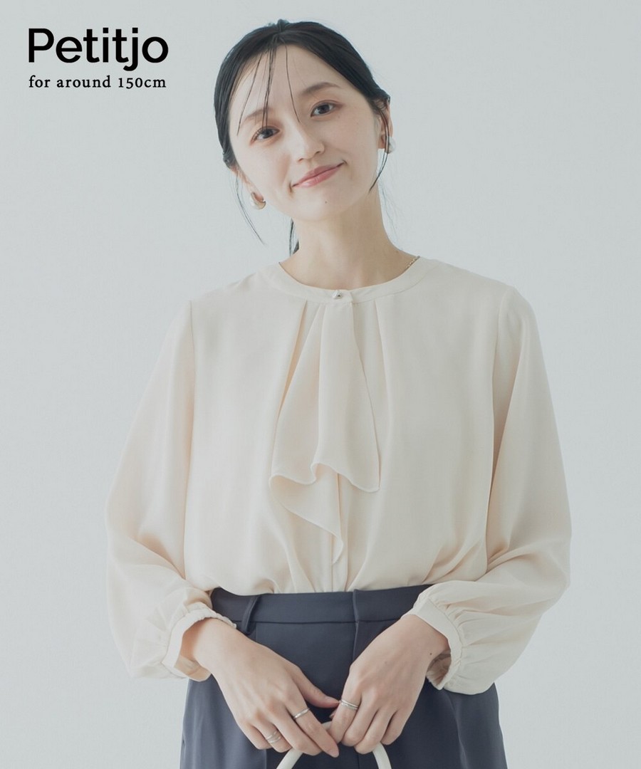 nissen [嬌小尺寸]荷葉領帶上衣 (日本女裝) NSDHU0126A0011 SS26