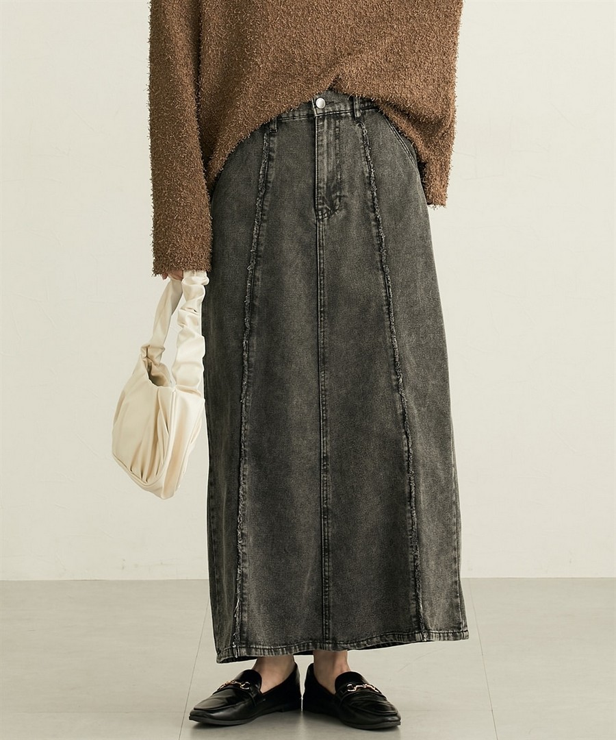 nissen 牛仔拼接流蘇長裙 (日本女裝) NSBHN0126A0002 SS26