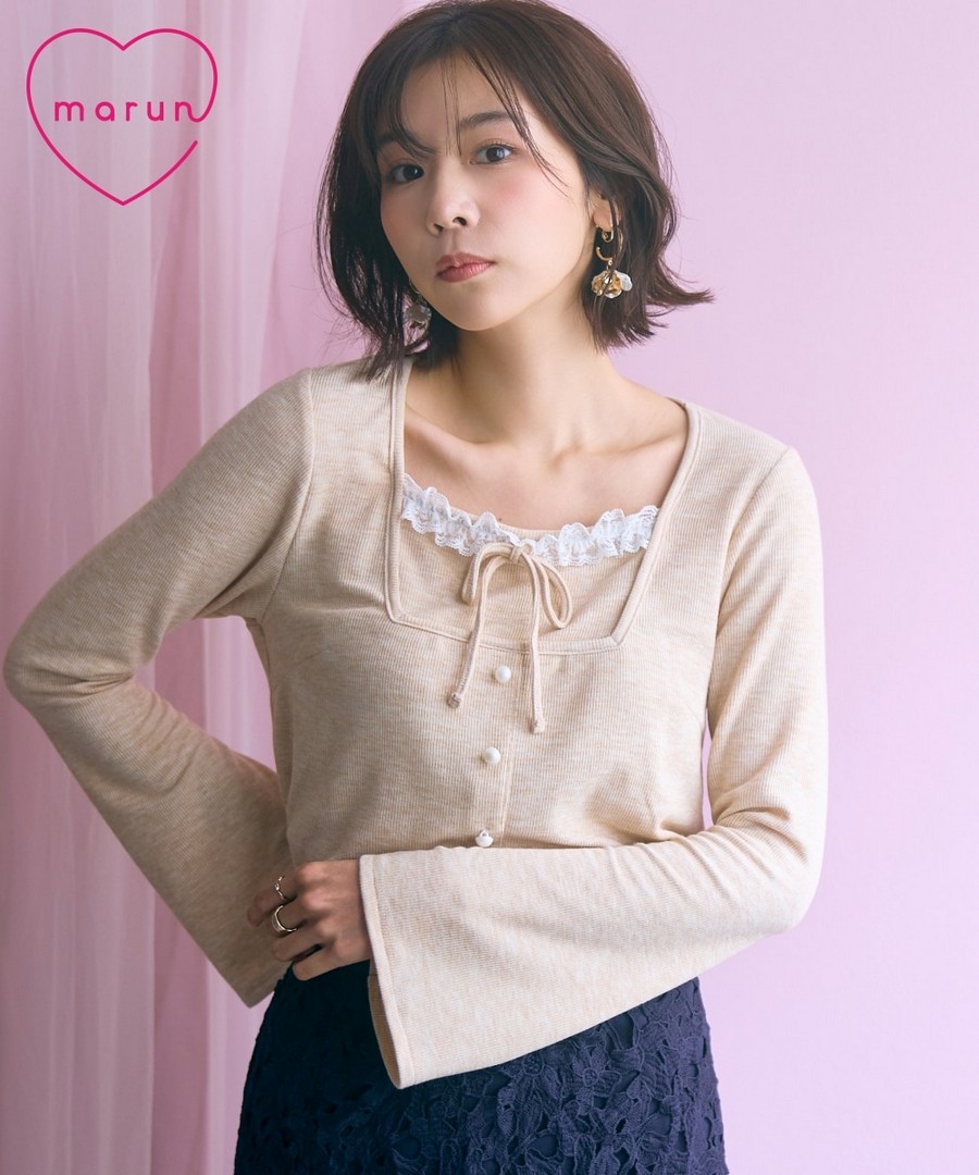 nissen 彈力羅紋方領上衣(marun) (日本女裝大尺碼) NSBNC0426B0001 SS26